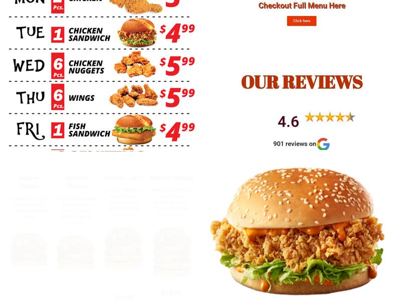 Paradise Chicken Menu