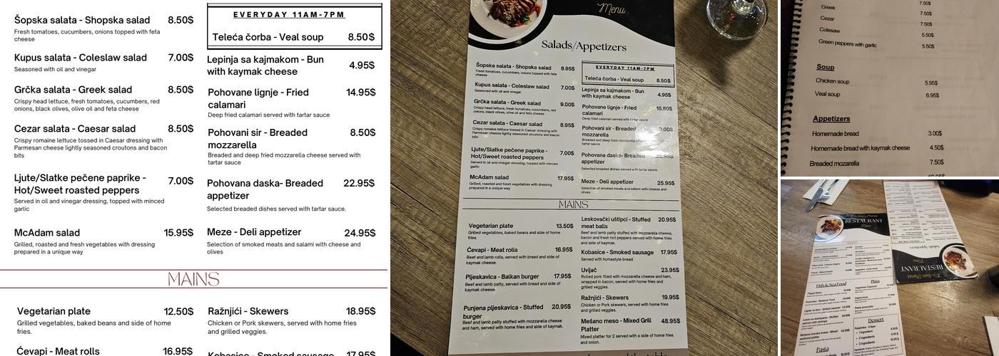 McAdam Friends Restaurant Menu