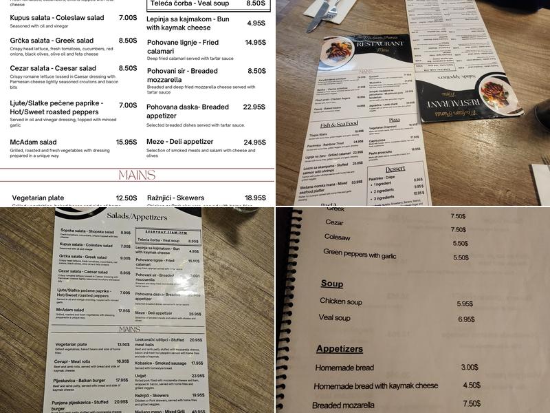 McAdam Friends Restaurant Menu