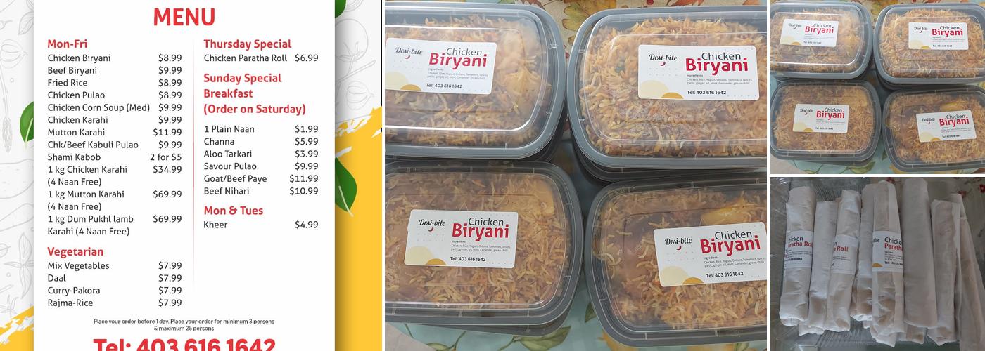 desi bite canada Menu