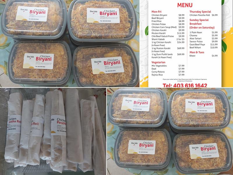 desi bite canada Menu