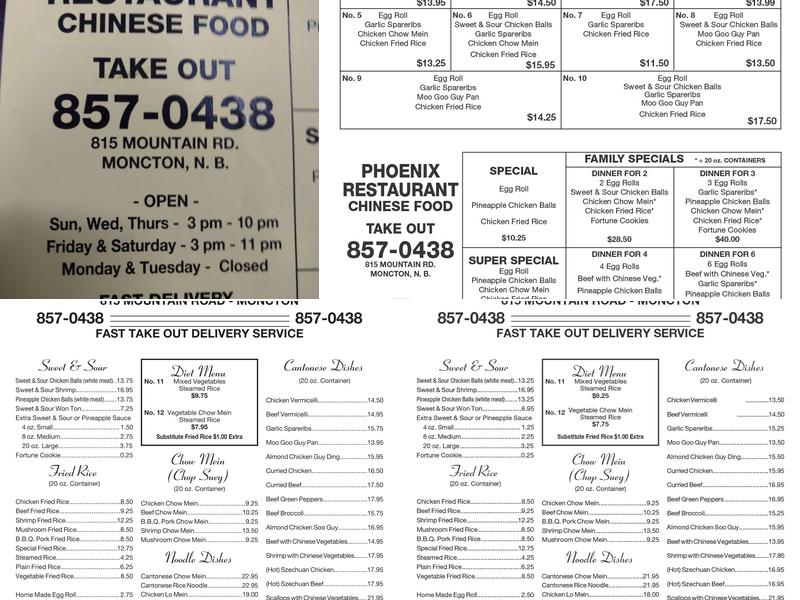 Phoenix Restaurant Menu