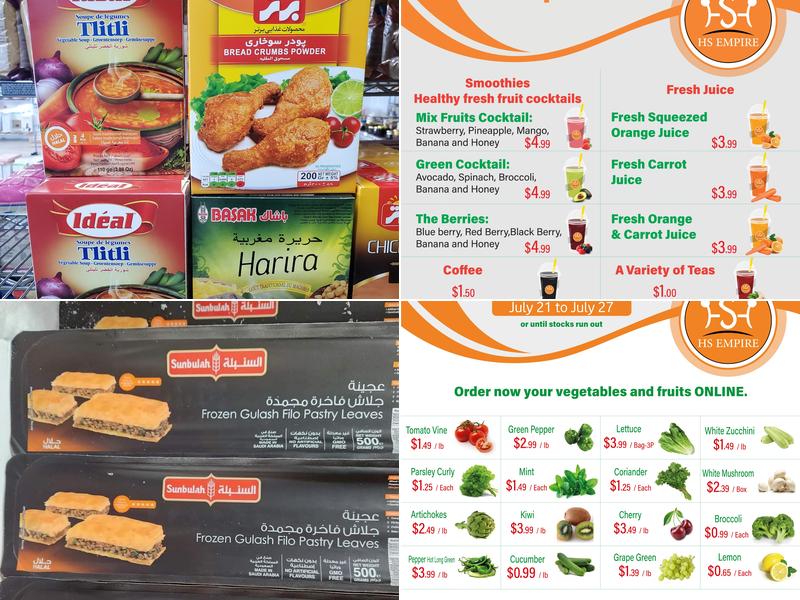 HS Empire Store Menu