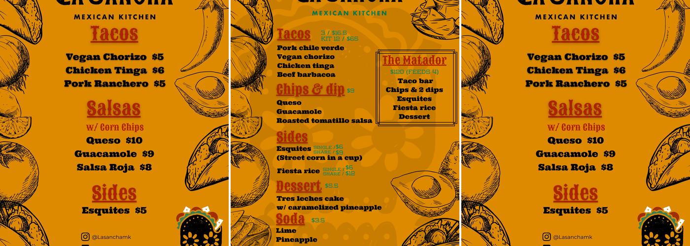 La Sancha Mexican Kitchen Menu