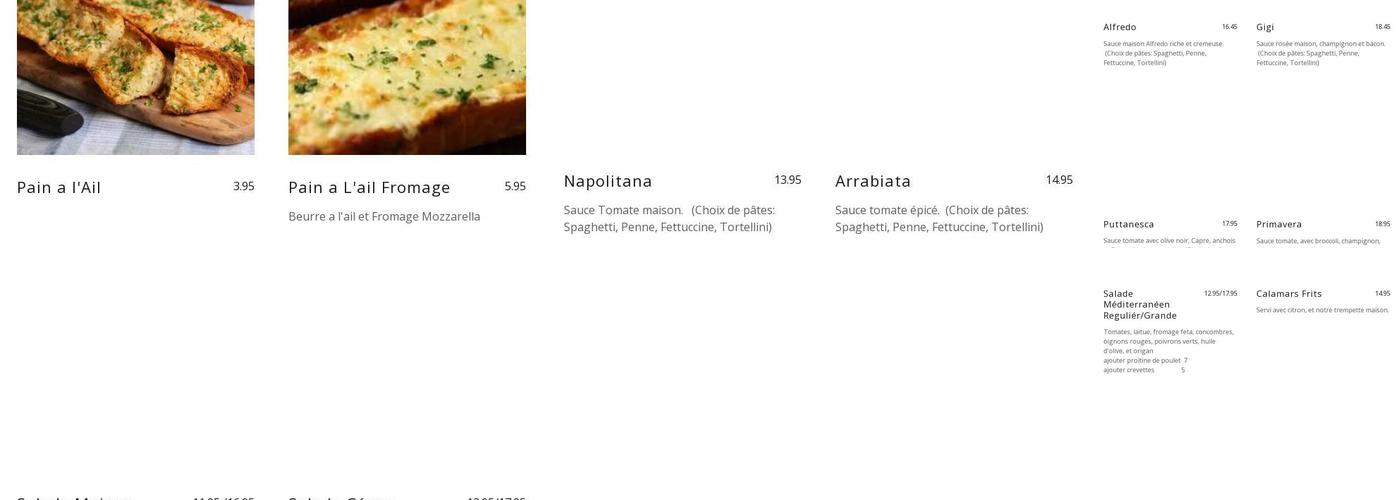 Pasta e Pasta (Parc) Menu