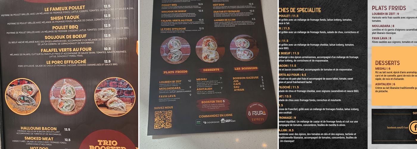 Ô Four Express Menu