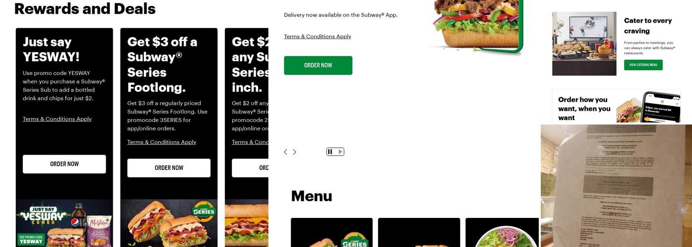 Subway Menu