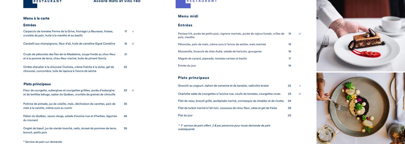 Restaurant de l'ITHQ Menu