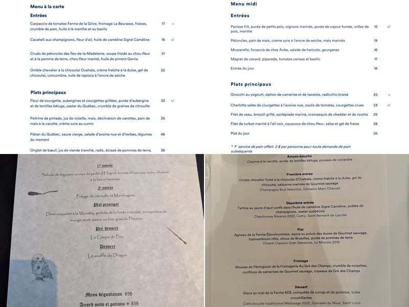 Restaurant de l'ITHQ Menu