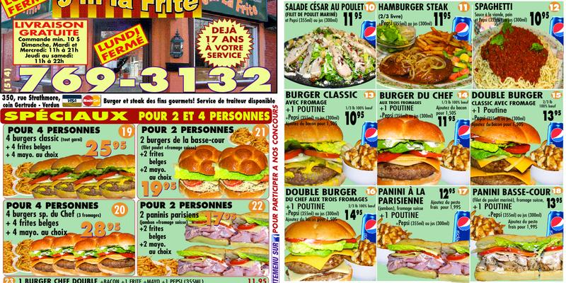 J'm La Frite Menu
