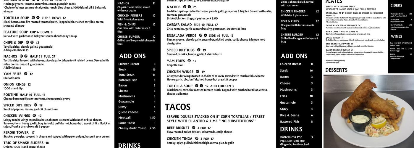 Three Lions Social House / Chumley's Restaurant Menu