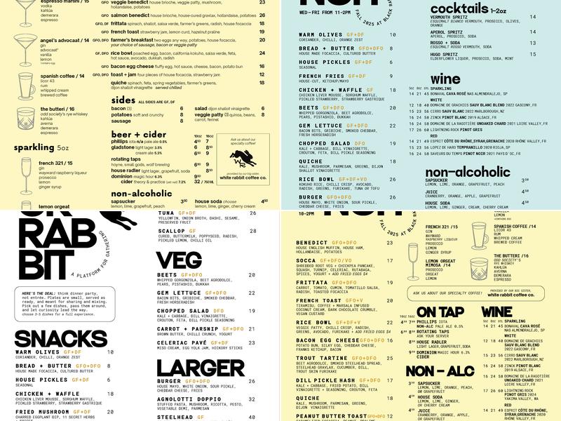 Black Rabbit Kitchen Menu