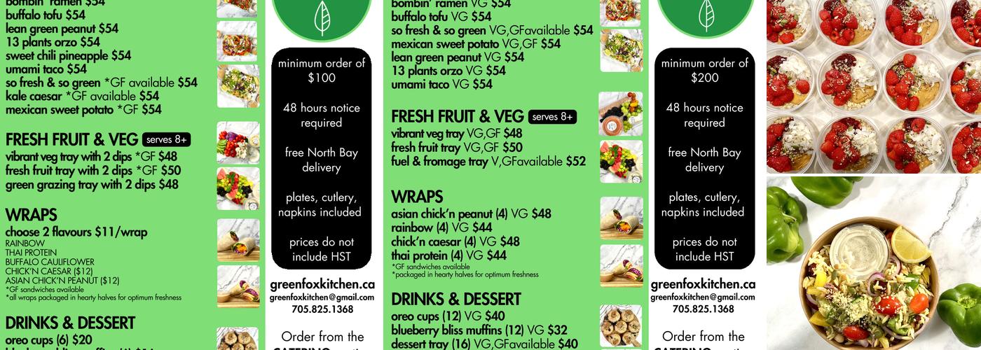 GreenFoxKitchen Menu