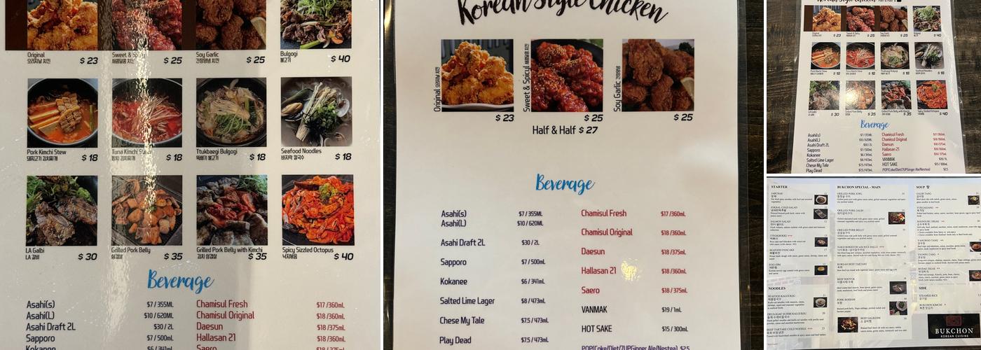 BUKCHON Menu
