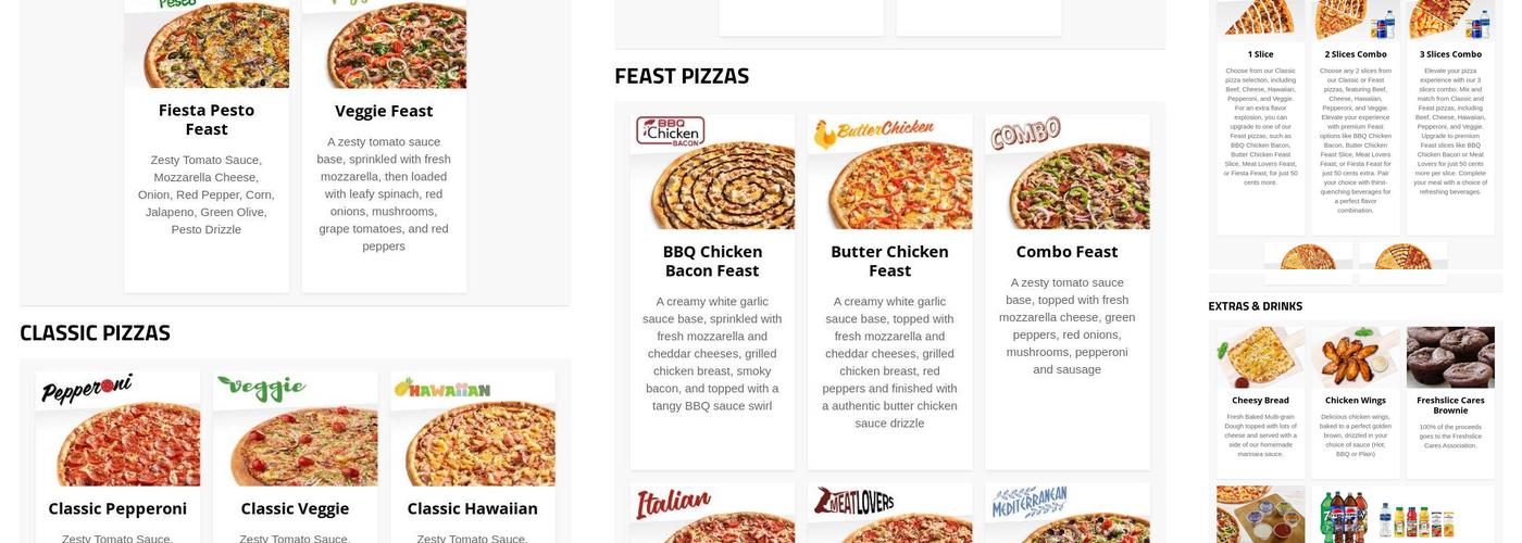 Freshslice Pizza Menu