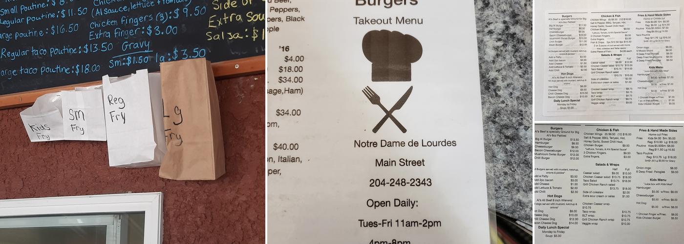 Big Al's Burger's Menu