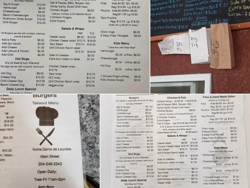 Big Al's Burger's Menu