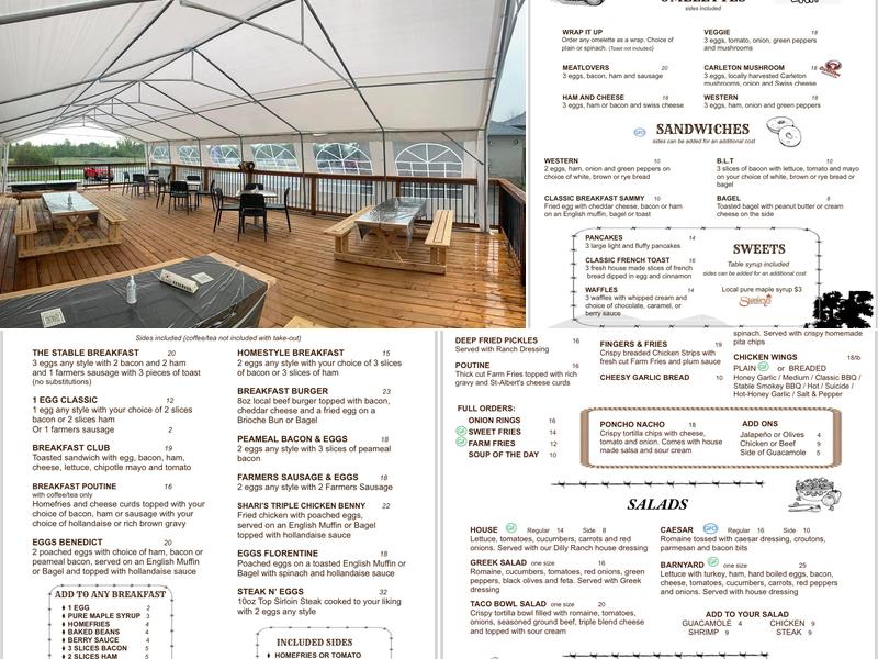 The Stable Restaurant Menu