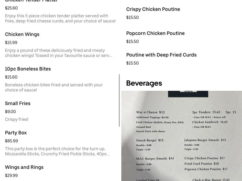 The MAC Shack Menu