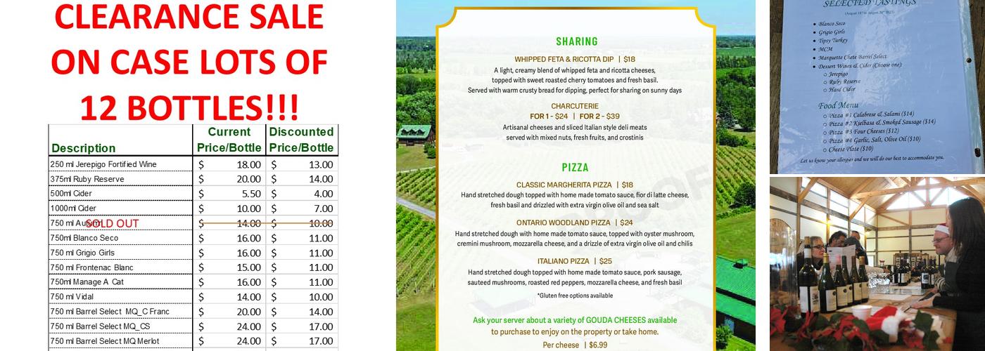 Jabulani Vineyard and Winery Menu