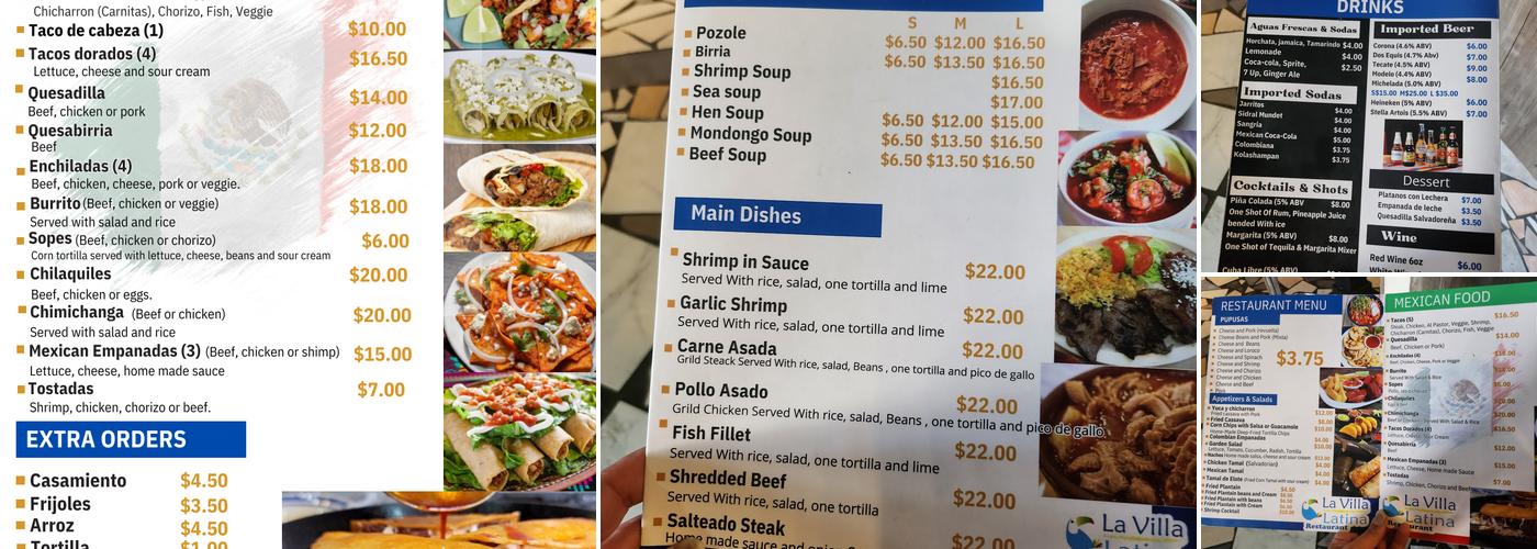 La Villa Latina Menu