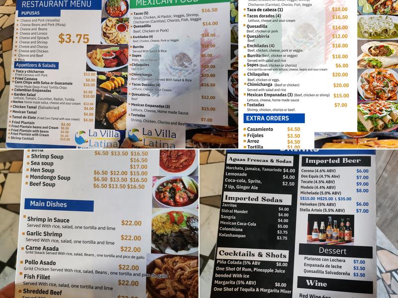 La Villa Latina Menu