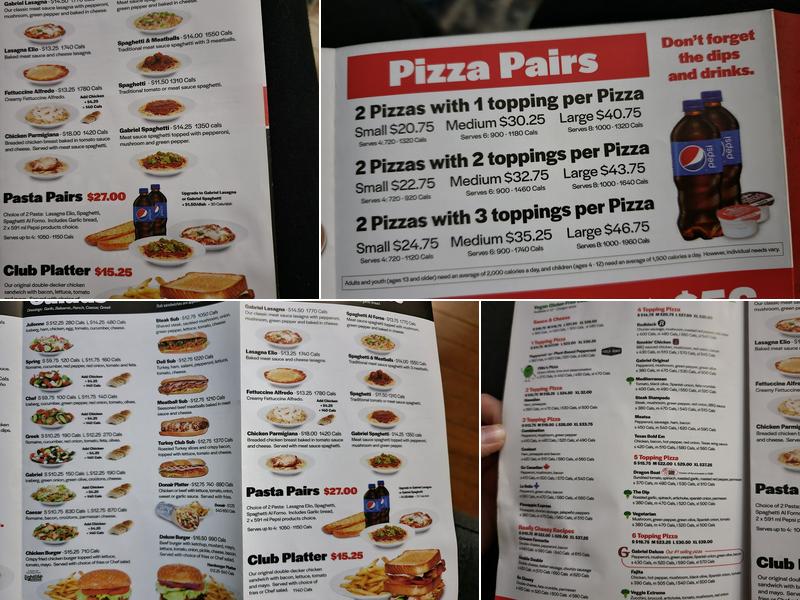 Gabriel Pizza Menu
