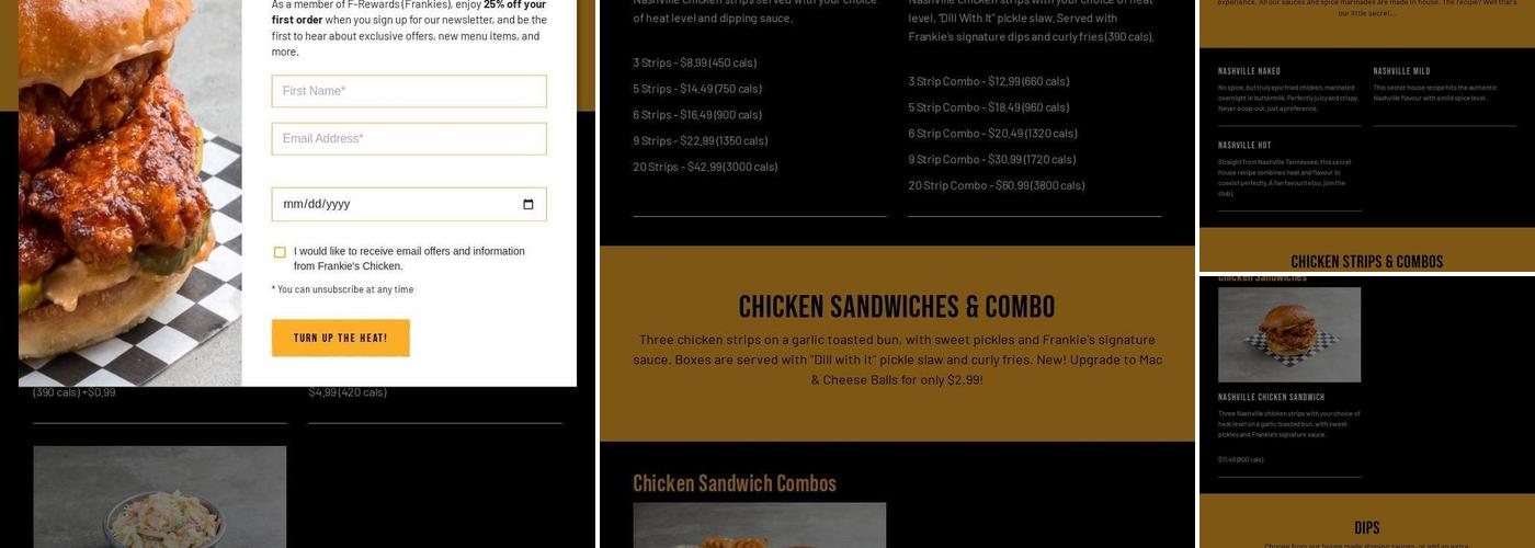 Frankie's Nashville Hot Chicken Menu