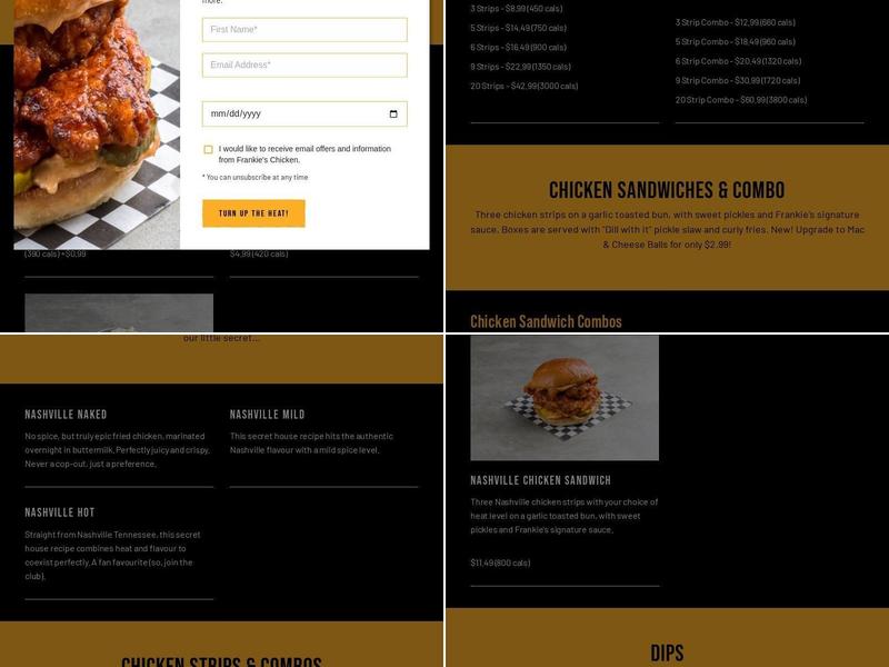 Frankie's Nashville Hot Chicken Menu
