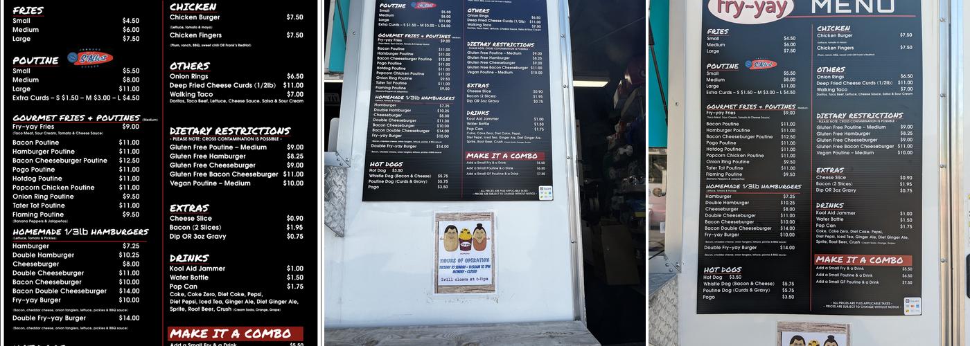 FRY~YAY CHIP WAGON Menu