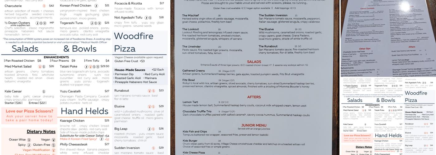 19 Bistro @ Fitz Menu