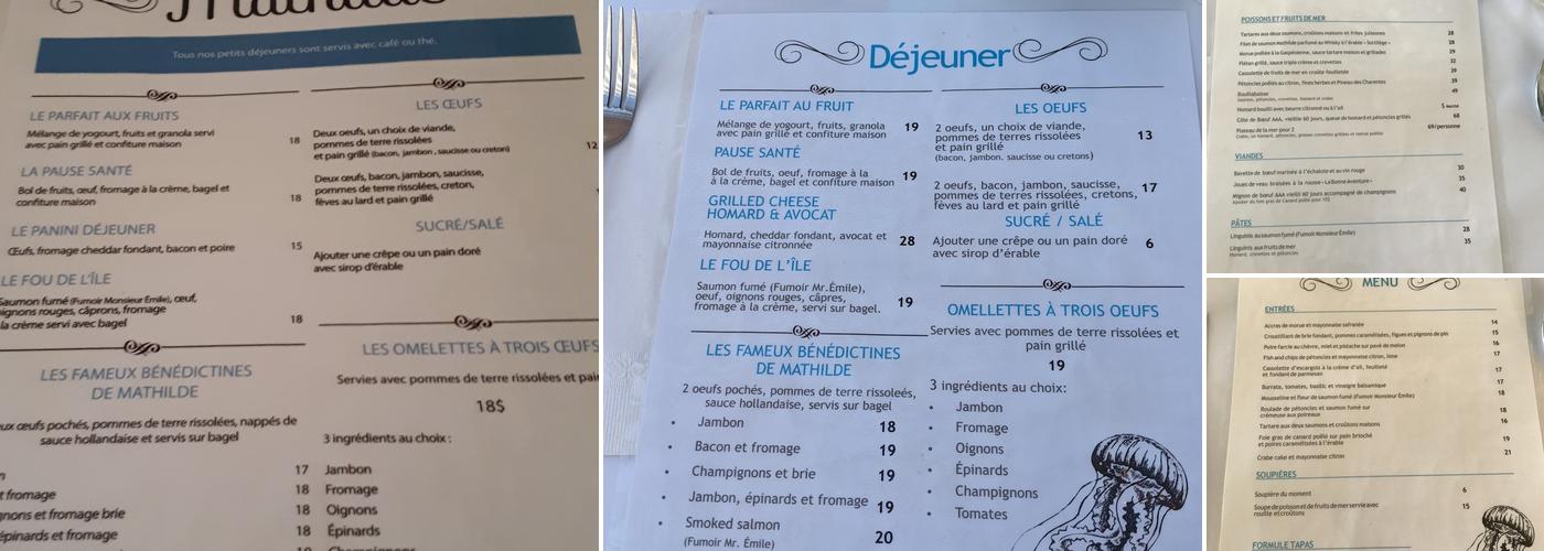 Restaurant La Maison Mathilde Menu