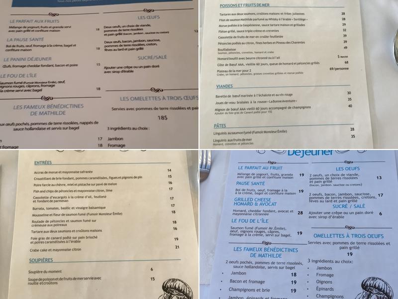 Restaurant La Maison Mathilde Menu