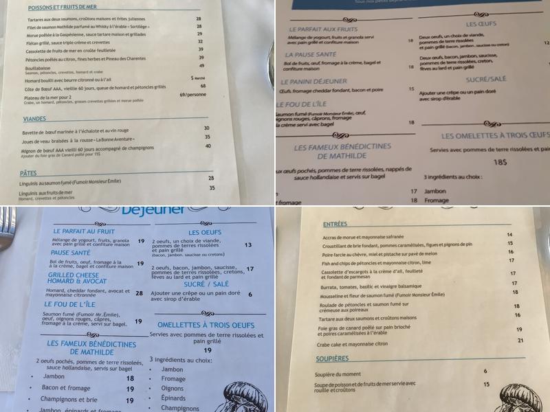 Restaurant La Maison Mathilde Menu