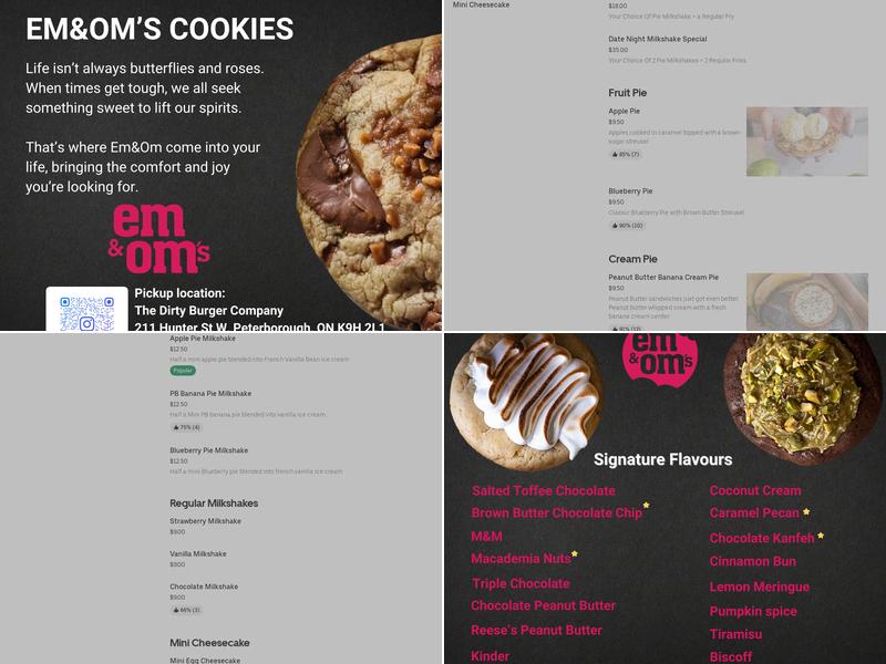 Mini Pie Company Menu