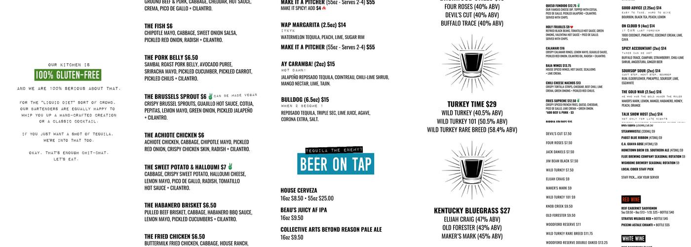 The Mule Port Dover Menu