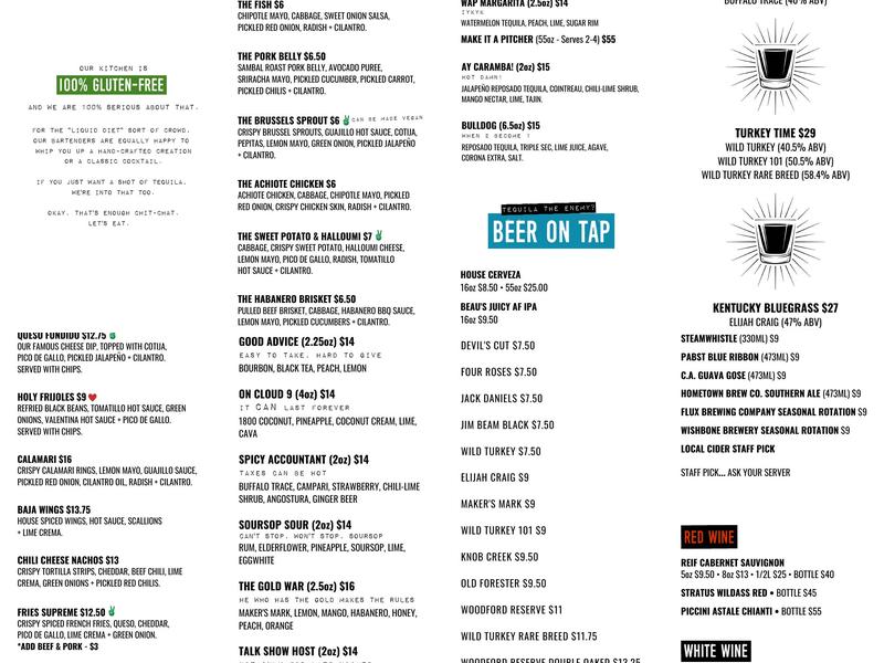 The Mule Port Dover Menu