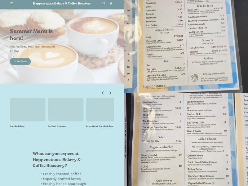 Happenstance Bakery & Coffee Roastery Menu