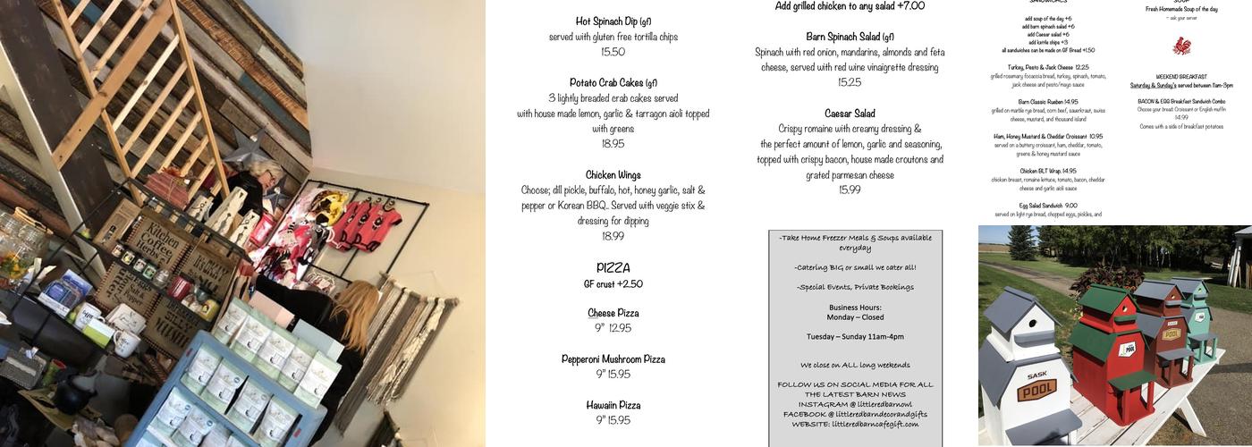 Little Red Barn Cafe & Gift Menu
