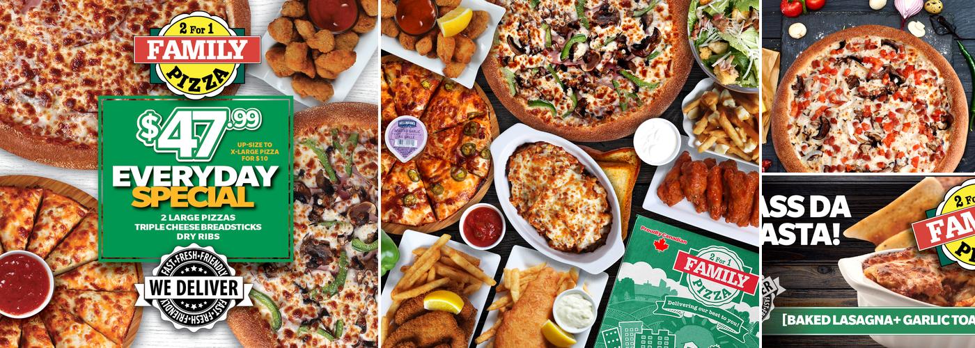 2 for 1 Family Pizza 🍕 Regina Menu