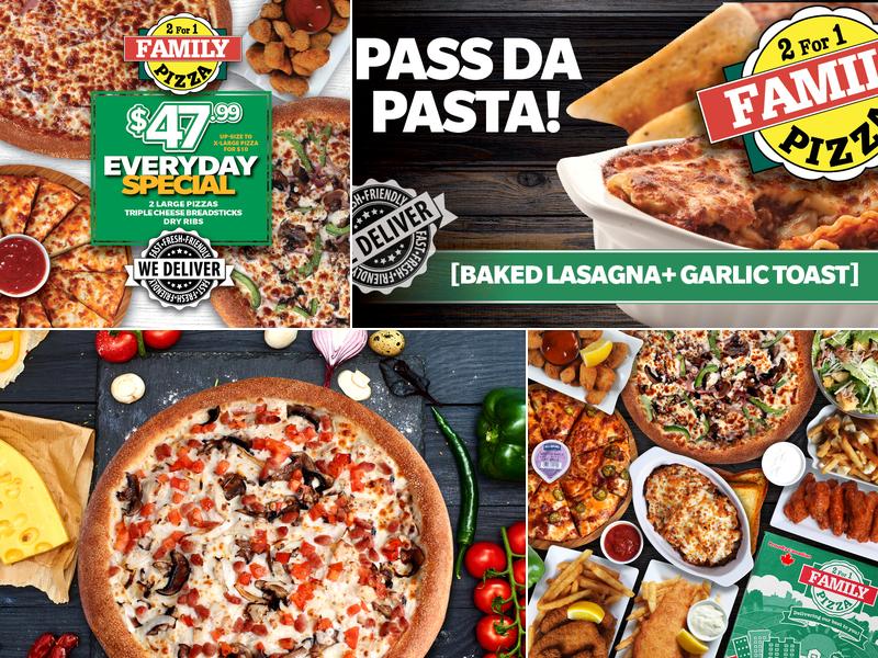 2 for 1 Family Pizza 🍕 Regina Menu