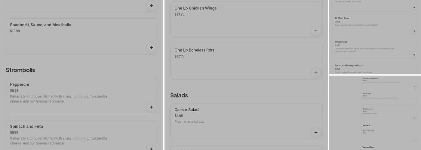 Zippy's New York Pizza Menu