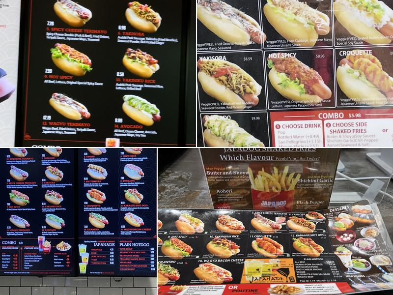 Japadog Menu