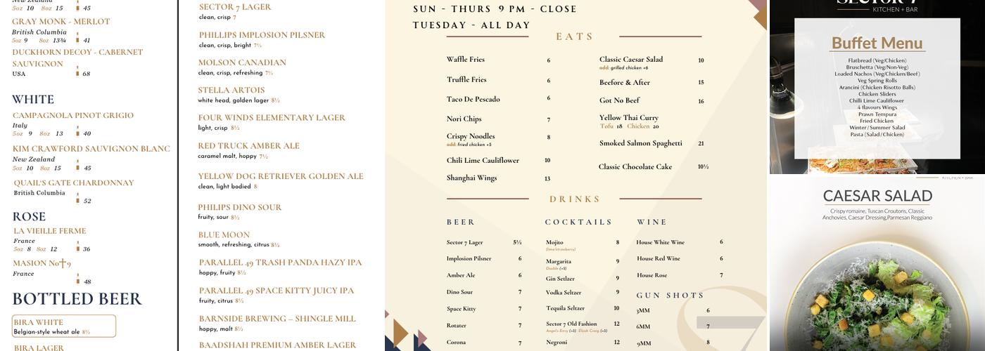 Sector 7 Kitchen + Bar Menu