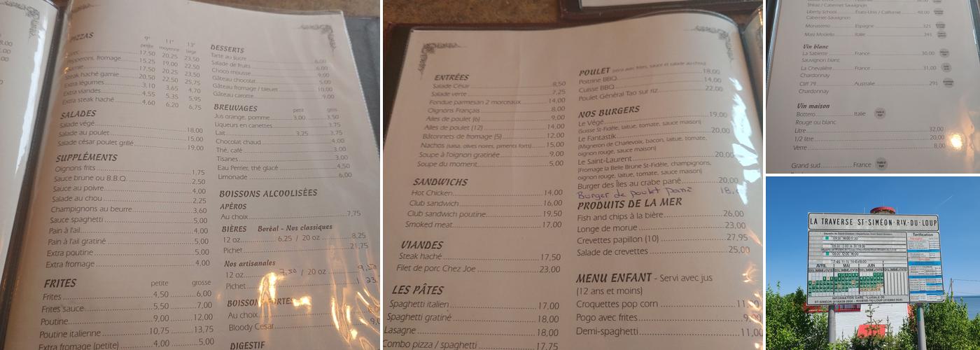 Restaurant Le Quevillon Menu