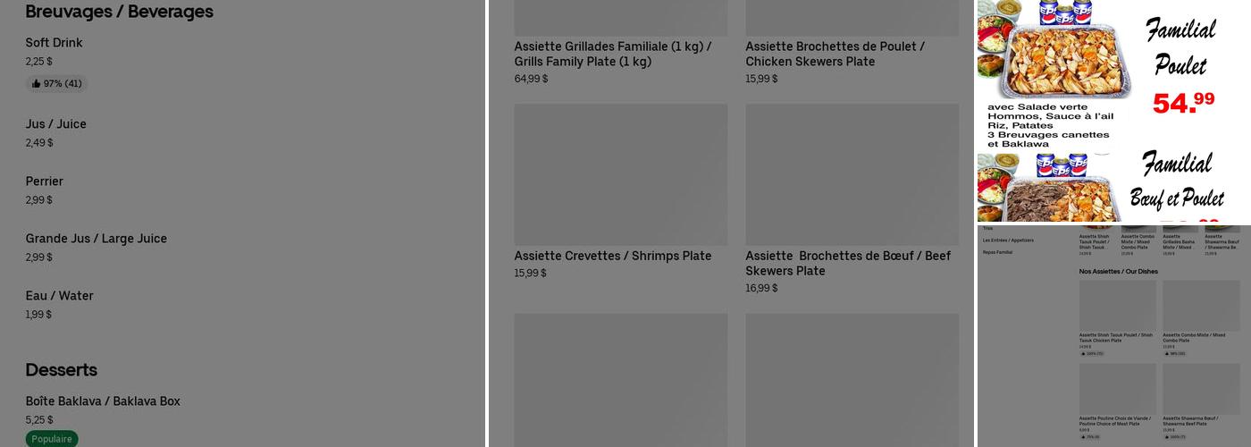 Basha St Anne des plaines Menu