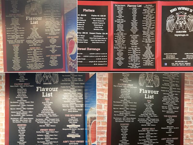 Big Wing's Menu