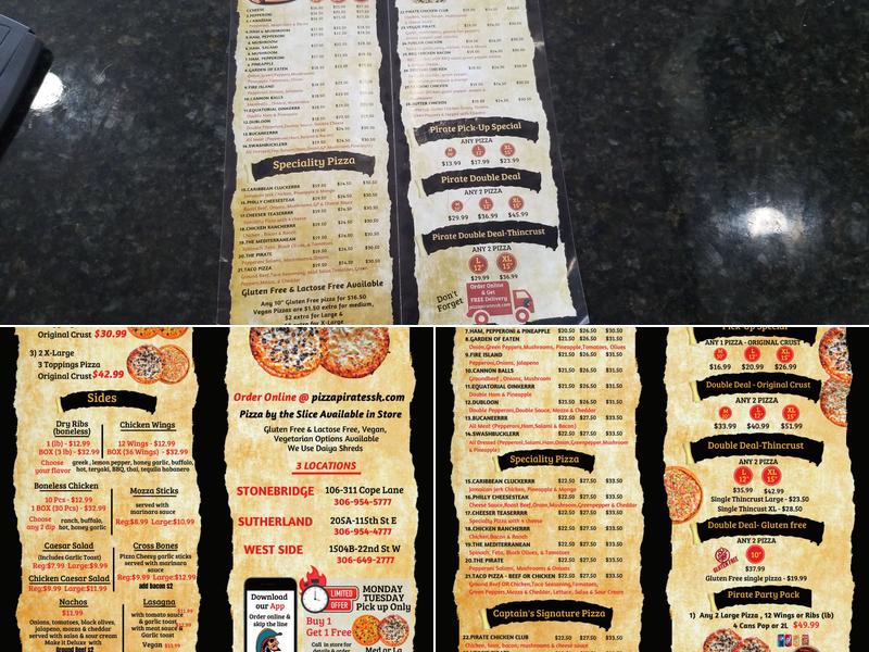 Pizza Pirates Menu