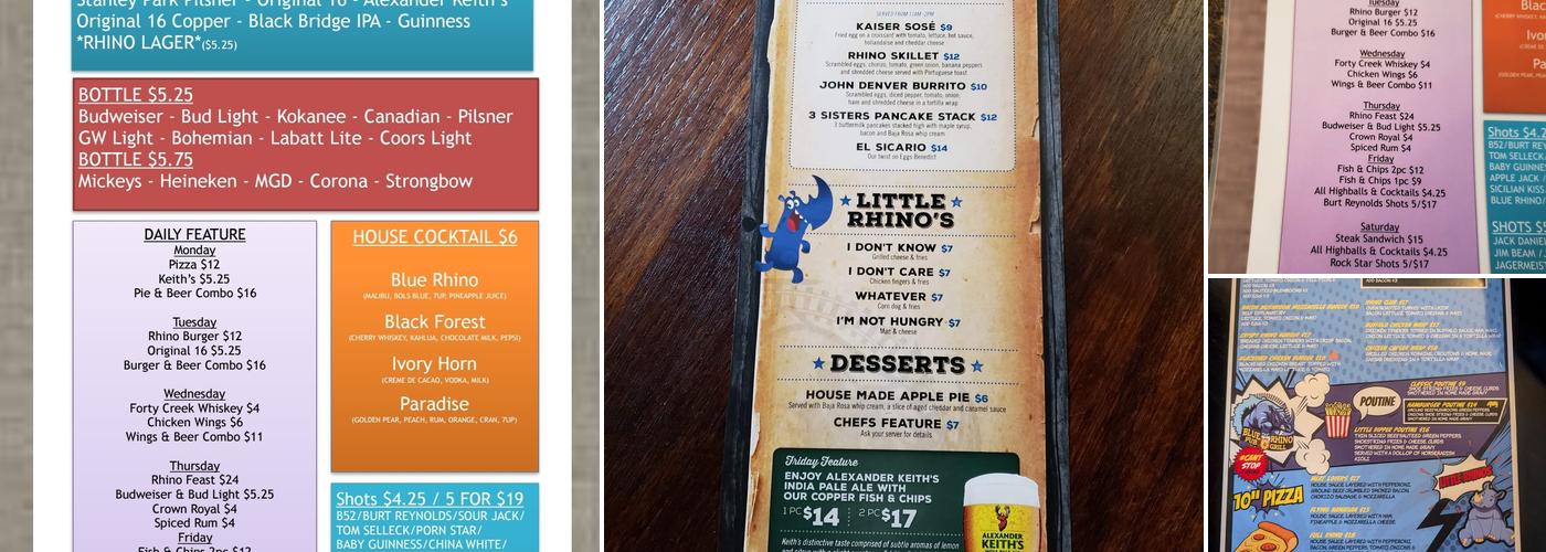 Blue Rhino Pub & Grill Menu