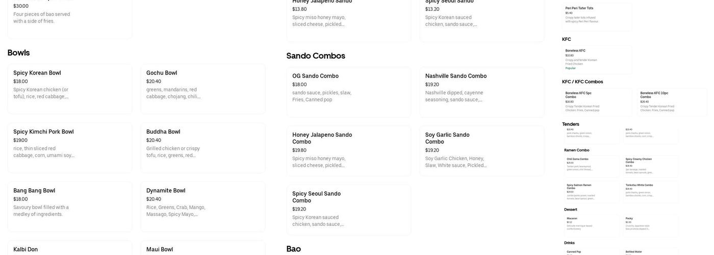 Ko-Lab Collaborative Kitchen Menu